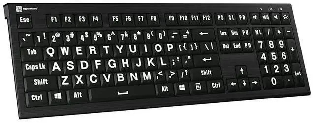 Alt view image 4 of 5 - Logickeyboard 'Astra2' with Large Print  Backlit White Letters on Black Keys  Made for Windows PC  p/n LKB-LPWB-A2PC-US