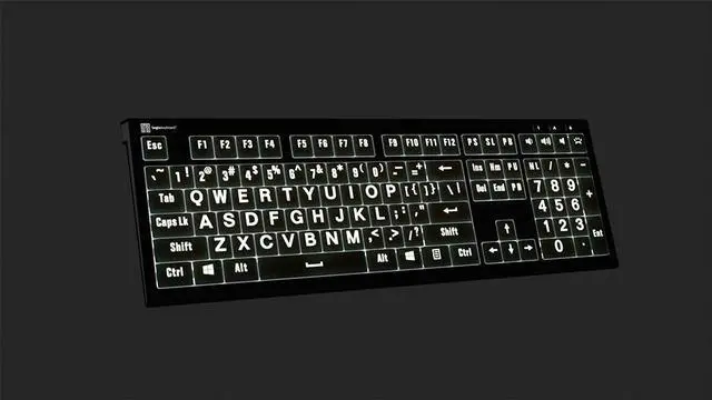 Alt view image 5 of 5 - Logickeyboard 'Astra2' with Large Print  Backlit White Letters on Black Keys  Made for Windows PC  p/n LKB-LPWB-A2PC-US