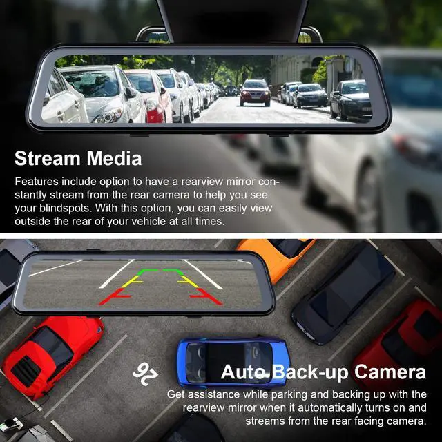 Alt view image 5 of 5 - REXING M1 PRO 2K DUAL MIRROR DASH CAM 12 IPS TOUCH SCREEN, 1440p (FRONT) + 1080p (REAR), WATERPROOF BACKUP CAMERA, STREAM MEDIA, PARKING MONITOR, SONY IMX 335 SENSOR NIGHT VISION, SUPPORT UP TO 256GB