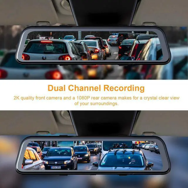 Alt view image 4 of 5 - REXING M1 PRO 2K DUAL MIRROR DASH CAM 12 IPS TOUCH SCREEN, 1440p (FRONT) + 1080p (REAR), WATERPROOF BACKUP CAMERA, STREAM MEDIA, PARKING MONITOR, SONY IMX 335 SENSOR NIGHT VISION, SUPPORT UP TO 256GB