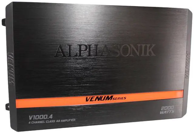 Main image of Alphasonik V1000.4 Venum Series 2000 Watts Max 4-Channel Car Amp with Power Plant Chip 4-Way Protection Circuitry Multi-Channel Bridgeable Class A/B with Low Level Outputs & Selectable Input Switch