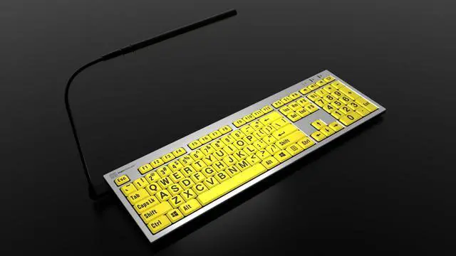 Alt view image 2 of 5 - Logickeyboard 'Slimline' with Large Print  Black Letters on Yellow Keys  Made for Windows PC  Including LogicLight Lamp  p/n LKBU-LPRNTBY-AJPU-US