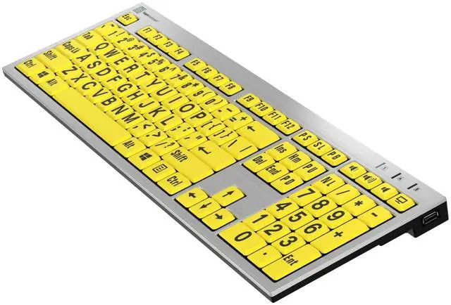 Alt view image 4 of 5 - Logickeyboard 'Slimline' with Large Print  Black Letters on Yellow Keys  Made for Windows PC  Including LogicLight Lamp  p/n LKBU-LPRNTBY-AJPU-US