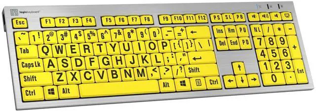 Alt view image 3 of 5 - Logickeyboard 'Slimline' with Large Print  Black Letters on Yellow Keys  Made for Windows PC  Including LogicLight Lamp  p/n LKBU-LPRNTBY-AJPU-US