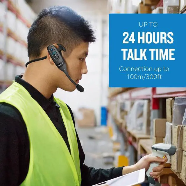 Alt view image 5 of 5 - BlueParrott C400-XT Mono Bluetooth Wireless Headphones 96% Noise Canceling Trucker Headset with Mic, Convertible Over Head to Behind Neck Style with 300 ft. Wireless Range, 24 hrs. Talk Time, Black