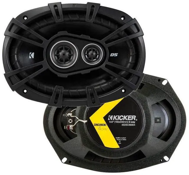 Alt view image 2 of 5 - Kicker 43DSC69304DS 6x9 360 Watt 3-Way 4-Ohm Car Audio Thin Profile Coaxial Speakers with Dome Tweeters, Foam Surrounds & Polypropylene Cone, 2 Pairs