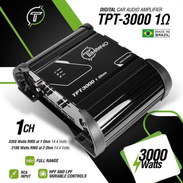 Alt view image 2 of 5 - Timpano TPT-3000 1 Ohm Compact Amplifier 3000 Watts, 1 Channel, Full Range Amp Class D for The Installation of Car Speakers, Loudspeakers, Drivers and Tweeters on Car Audio Systems