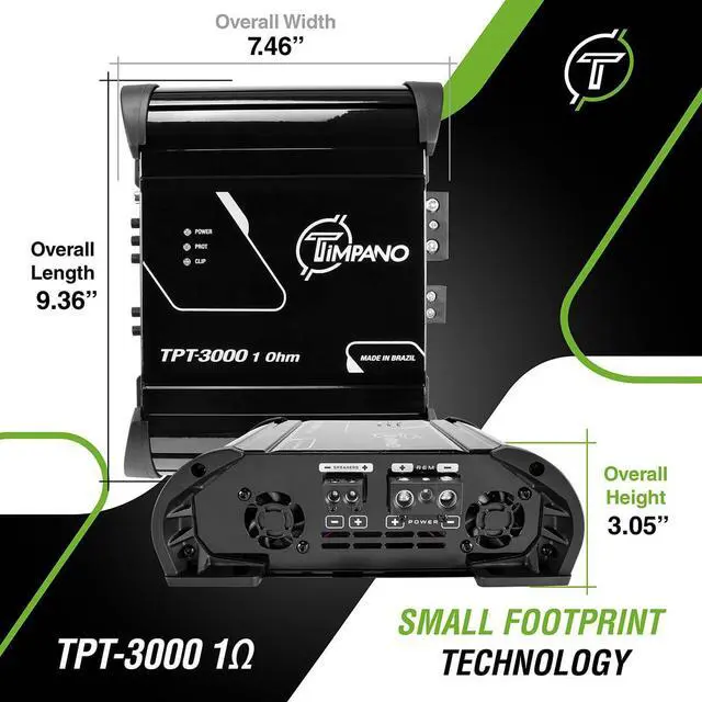 Alt view image 4 of 5 - Timpano TPT-3000 1 Ohm Compact Amplifier 3000 Watts, 1 Channel, Full Range Amp Class D for The Installation of Car Speakers, Loudspeakers, Drivers and Tweeters on Car Audio Systems