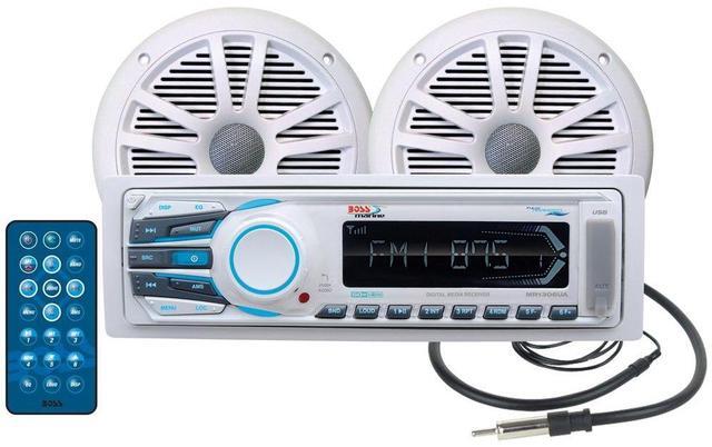 Main image of BOSS AUDIO MCK1306W.6 Marine Package Includes MR1306UA Single-DIN AM/FM MECHLESS Receiver, One Pair of 6.5 inch MR6W Marine Speakers, MRANT10 Marine Antenna - 1 Year Warranty