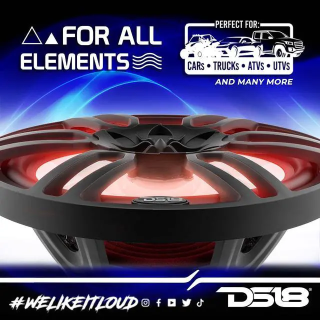 Alt view image 4 of 5 - DS18 Hydro NXL-69 - High End Coaxial Speaker Pair - 2-Way Marine Speaker with Integrated RGB Lights - 375 Watt Car Audio System - Water Resistant Speakers - 6 x 9 Inches, Black