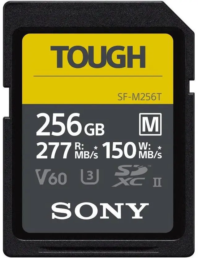 Main image of Sony TOUGH-M series SDXC UHS-II Card 256GB, V60, CL10, U3, Max R277MB/S, W150MB/S (SF-M256T/T1), Black