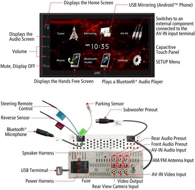 Alt view image 2 of 5 - JVC KW-M180BT Bluetooth Car Stereo Receiver with USB Port  6.75" Touchscreen Display - AM/FM Radio - MP3 Player Double DIN  13-Band EQ