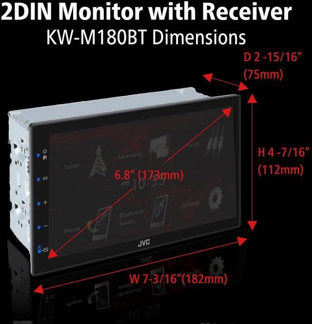 Alt view image 3 of 5 - JVC KW-M180BT Bluetooth Car Stereo Receiver with USB Port  6.75" Touchscreen Display - AM/FM Radio - MP3 Player Double DIN  13-Band EQ