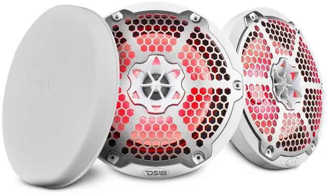 Main image of DS18 Hydro NXL-8M/WH - High End Mesh Grill Coaxial Speaker Pair - 2-Way Car Speaker with Integrated RGB Lights - 375 Watt Car Audio System - Water Resistant Speakers - 8 Inches, White