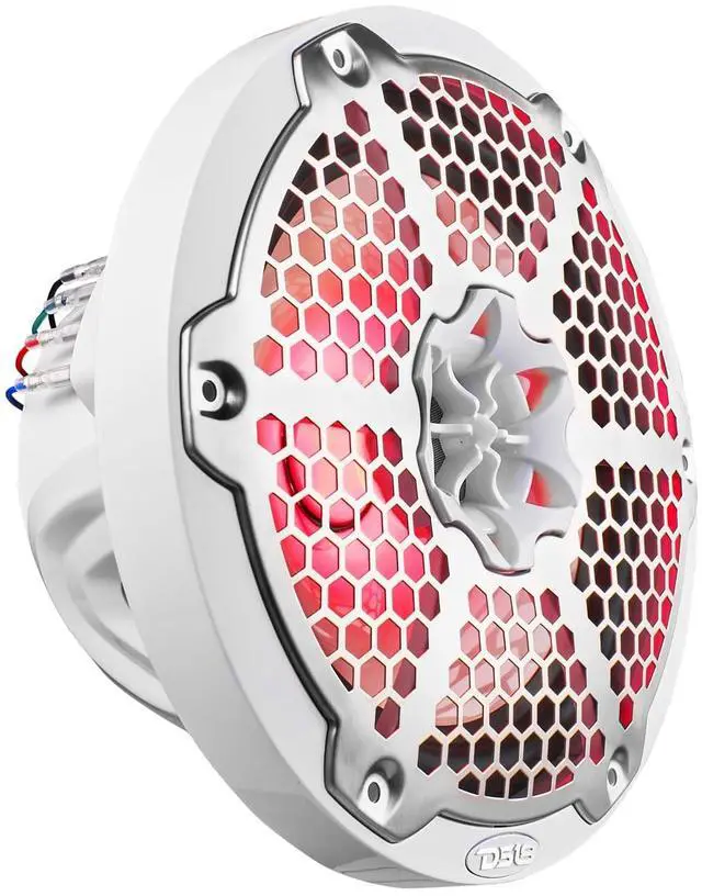 Alt view image 4 of 5 - DS18 Hydro NXL-8M/WH - High End Mesh Grill Coaxial Speaker Pair - 2-Way Car Speaker with Integrated RGB Lights - 375 Watt Car Audio System - Water Resistant Speakers - 8 Inches, White