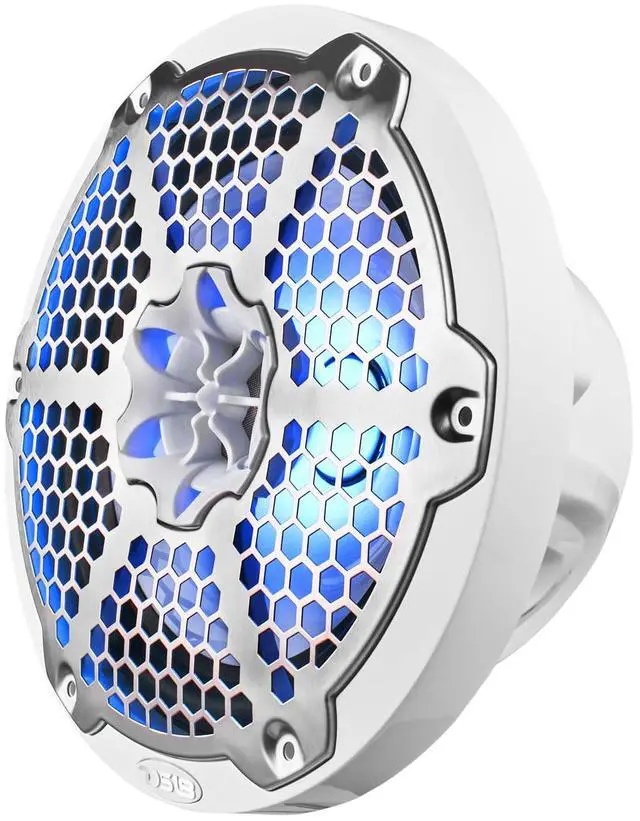 Alt view image 5 of 5 - DS18 Hydro NXL-8M/WH - High End Mesh Grill Coaxial Speaker Pair - 2-Way Car Speaker with Integrated RGB Lights - 375 Watt Car Audio System - Water Resistant Speakers - 8 Inches, White