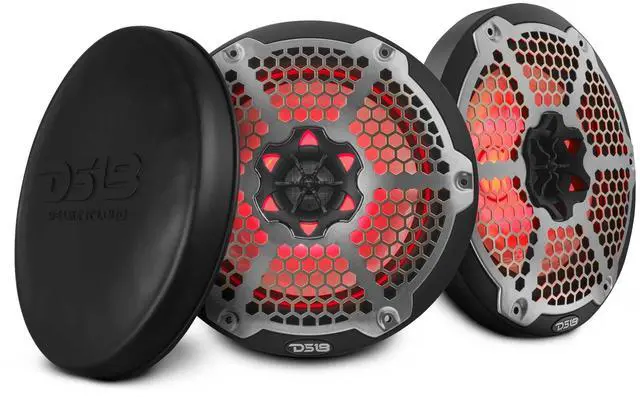 Main image of DS18 NXL-8M/BK - 2-Way Car Speaker with Integrated Built-in Tweeter & RGB Lights, High-End Mesh Grill Coaxial Speaker, 375 Watts RMS, Car Audio Water Resistant Speakers - 8 Inches, Pair