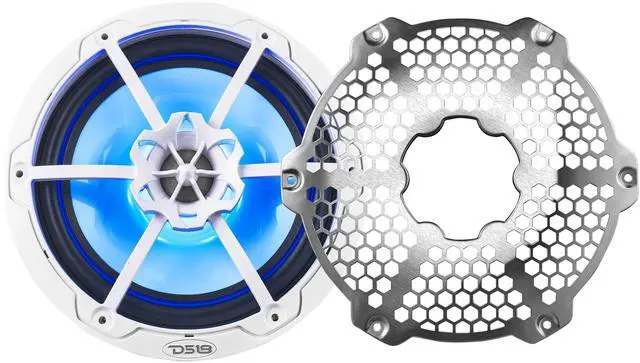 Alt view image 3 of 5 - DS18 Hydro NXL-8M/WH - High End Mesh Grill Coaxial Speaker Pair - 2-Way Car Speaker with Integrated RGB Lights - 375 Watt Car Audio System - Water Resistant Speakers - 8 Inches, White