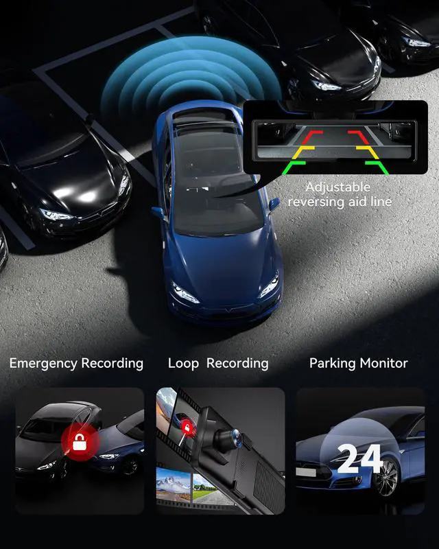 Alt view image 5 of 5 - REDTIGER T27 Mirror Dash Cam Front and Rear, 4K+2.5K Rear View Mirror Camera, 11" UHD Touch Screen Rearview Mirror Backup Camera, Night Vision, GPS, Reverse Assistance, Parking Monitor, 32GB Card