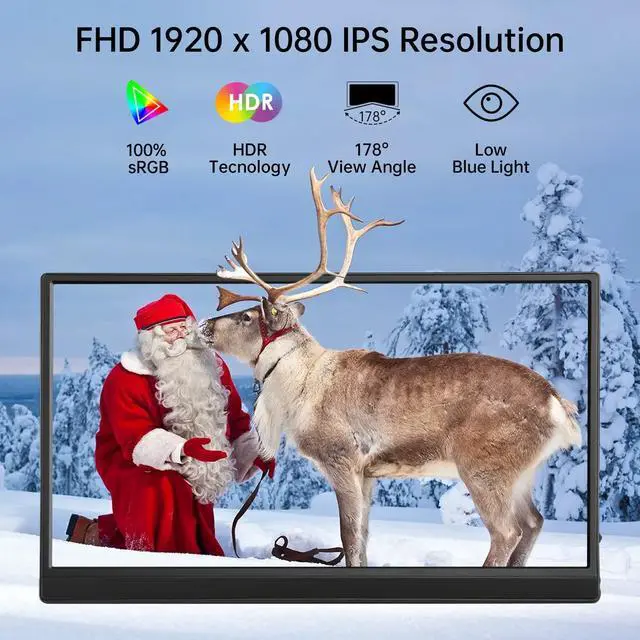 Alt view image 2 of 5 - HAMTYSAN 15.6 Inch FHD 1080P Portable Laptop Monitor, USB C HDMI Second External Monitor for Laptop, Desktop, Mac, Tablet, Phones, PS4/5, Xbox, Switch, Dual Speaker with Protective Case