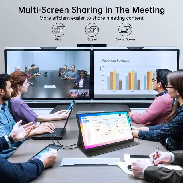 Alt view image 3 of 5 - HAMTYSAN 15.6 Inch FHD 1080P Portable Laptop Monitor, USB C HDMI Second External Monitor for Laptop, Desktop, Mac, Tablet, Phones, PS4/5, Xbox, Switch, Dual Speaker with Protective Case