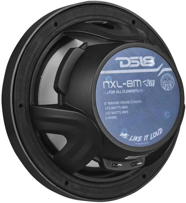 Alt view image 5 of 5 - DS18 NXL-8M/BK - 2-Way Car Speaker with Integrated Built-in Tweeter & RGB Lights, High-End Mesh Grill Coaxial Speaker, 375 Watts RMS, Car Audio Water Resistant Speakers - 8 Inches, Pair