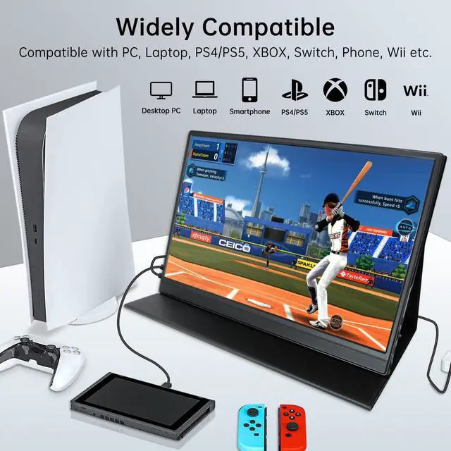 Alt view image 4 of 5 - HAMTYSAN 15.6 Inch FHD 1080P Portable Laptop Monitor, USB C HDMI Second External Monitor for Laptop, Desktop, Mac, Tablet, Phones, PS4/5, Xbox, Switch, Dual Speaker with Protective Case