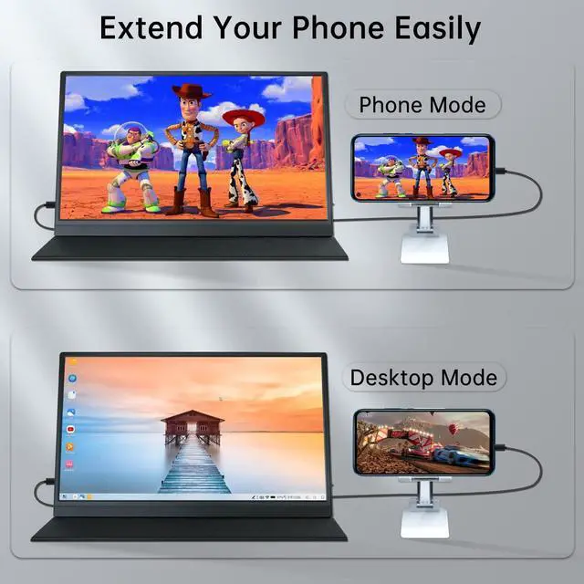 Alt view image 5 of 5 - HAMTYSAN 15.6 Inch FHD 1080P Portable Laptop Monitor, USB C HDMI Second External Monitor for Laptop, Desktop, Mac, Tablet, Phones, PS4/5, Xbox, Switch, Dual Speaker with Protective Case