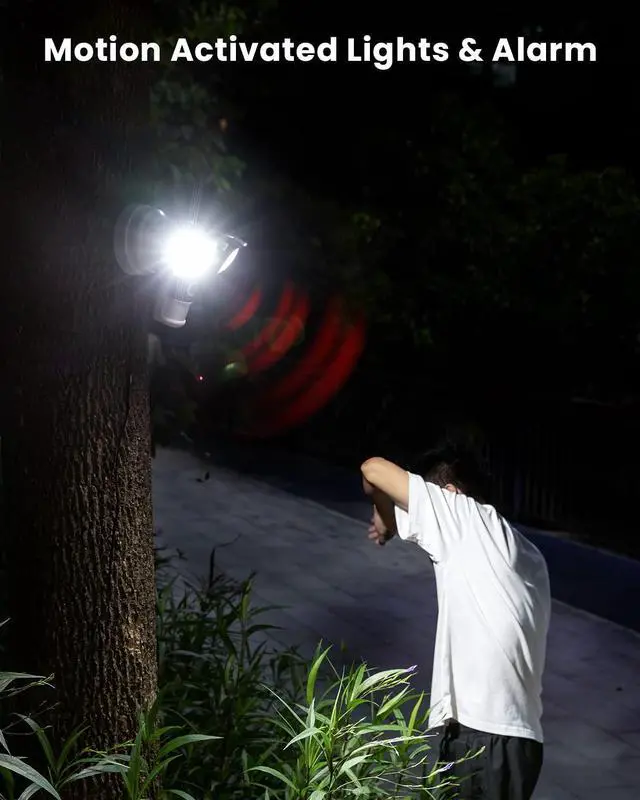 Alt view image 3 of 5 - ieGeek Floodlight Camera, Outdoor Home Security Camera, 2K Wired Flood Light Camera Outdoor with Motion Sensor Cam, 2600 Lumens, Color Night Vision, 110dB Siren, 2 Way Audio, Compatible with Alexa