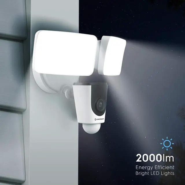 Alt view image 2 of 5 - Amcrest Floodlight Camera, Smart Home 1080P Security Outdoor Camera Wireless WiFi with Flood Light, Built-in Siren Alarm, 114° View, IP65 Waterproof, MicroSD & Cloud Storage, ASH26-W