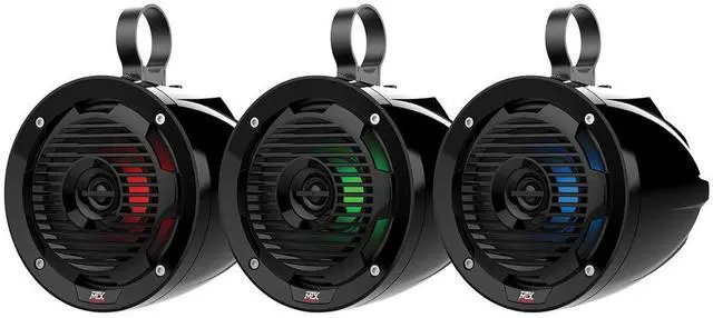 Alt view image 4 of 4 - MTX MUD65PL Mud Series 6.5 Inch 50 Watt RMS Handlebar Cage Mount Weatherproof Coaxial Motorcycle ATV UTV Speaker Pair with RGB LED Lights