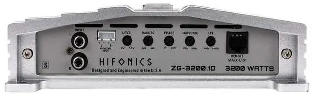 Alt view image 3 of 3 - Hifonics ZG-3200.1D Zeus Gamma 3200 Watt Max Power Class D Monoblock Car Audio Amplifier