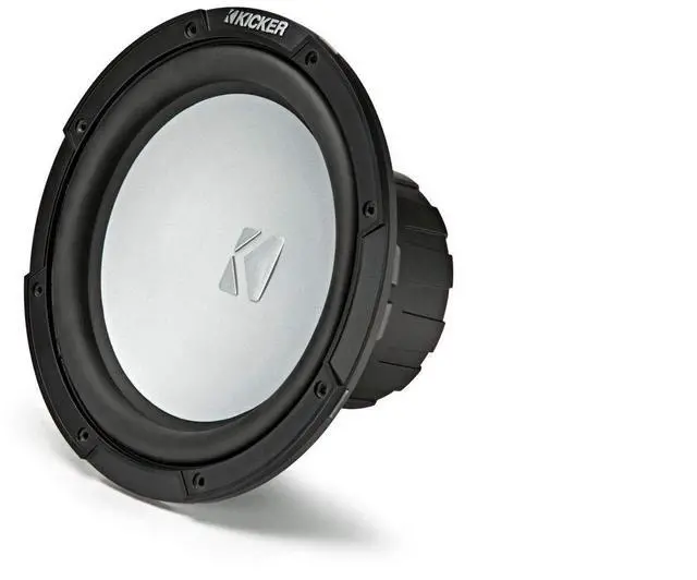 Alt view image 3 of 5 - Kicker 45KMF104 10" Weather-Proof Subwoofer for Freeair Applications 4 Ohm - Kicker 45KMG10W 10" LED Grille (White)