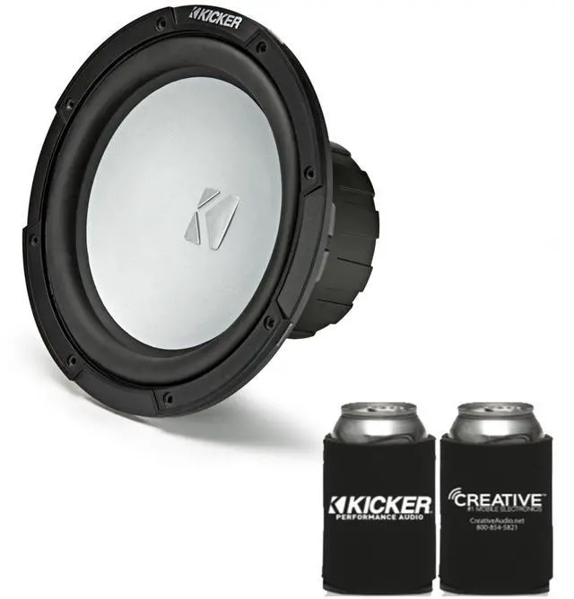 Alt view image 2 of 5 - Kicker 45KMF104 10" Weather-Proof Subwoofer for Freeair Applications 4 Ohm - Kicker 45KMG10W 10" LED Grille (White)