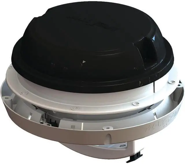 Main image of MAXXAIR Maxxfan Dome Plus with LED Light, 6" Round 12V Ventilation Fan - Compact Solution for Rooftop or Sidewall Ventilation, Exhaust Only, Fan Guard Rain Shield, Moisture Control, Black (00-03810B)
