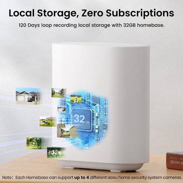 Alt view image 2 of 5 - AOSU Solar Security Cameras Wireless Outdoor, 2K QHD Home Security System, 2 Cameras Kit with 166° Ultra-Wide View, Forever Power, Spotlight Camera, 32G Local Storage, No Monthly Fee