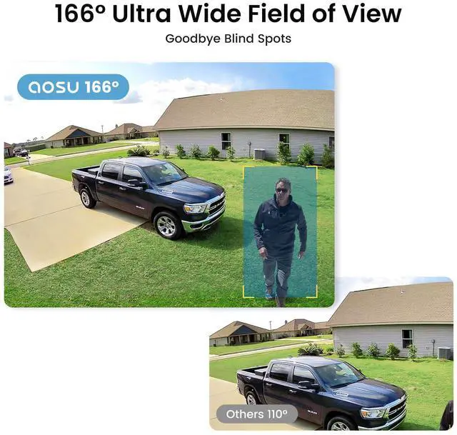 Alt view image 5 of 5 - AOSU Solar Security Cameras Wireless Outdoor, 2K QHD Home Security System, 2 Cameras Kit with 166° Ultra-Wide View, Forever Power, Spotlight Camera, 32G Local Storage, No Monthly Fee