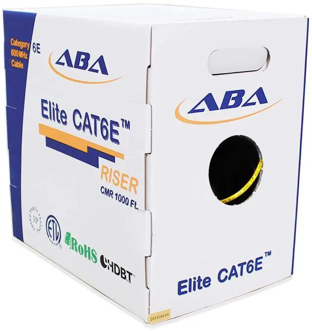 Main image of Elite Cat6 CMR Riser (CAT6e) Ethernet Cable 1000ft, 24AWG, Solid Bare Copper Wire, 600MHz, w/Spline(Noise Reducing Cross Separator), UL Certified, Bulk LAN Cable - Yellow