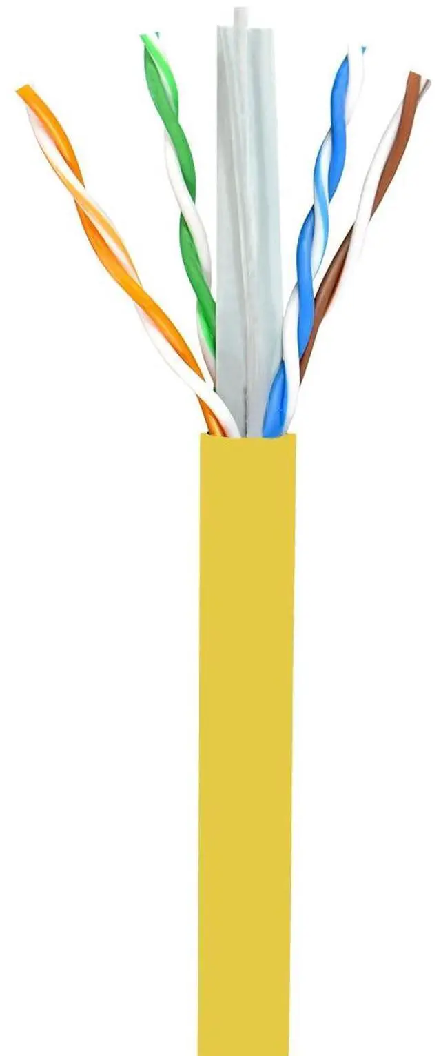 Alt view image 2 of 5 - Elite Cat6 CMR Riser (CAT6e) Ethernet Cable 1000ft, 24AWG, Solid Bare Copper Wire, 600MHz, w/Spline(Noise Reducing Cross Separator), UL Certified, Bulk LAN Cable - Yellow