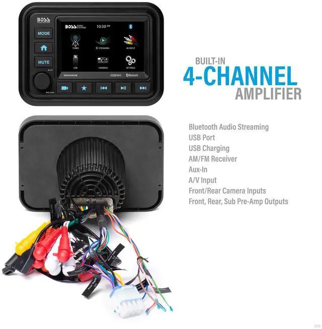 Alt view image 3 of 5 - BOSS Audio Systems MGV550B Marine Gauge Receiver - Weatherproof, 5 Inch Touchscreen, Built-in Amplifier, Bluetooth, Digital Media MP3 Player, No CD Player, USB Port, AM/FM Radio