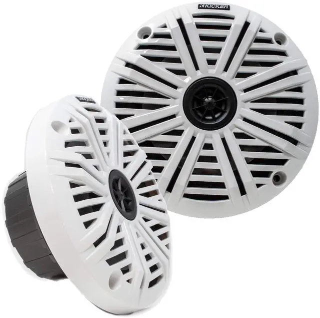 Alt view image 2 of 5 - Kicker 6.5" Marine Speakers (2 Pair) White Salt Water Grills OEM Replacement Speakers