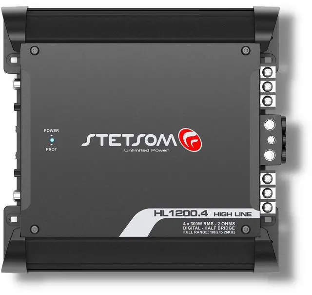 Alt view image 2 of 5 - Stetsom HL 1200.4 2 Ohm Multichannel Stereo Car Audio Amplifier, HL1200.4 1.2K Watts RMS, 4 Channel, 2 Stable Full Range HD Sound Quality MD Crossover HPF LPF Bass Boost Front Rear Bridge