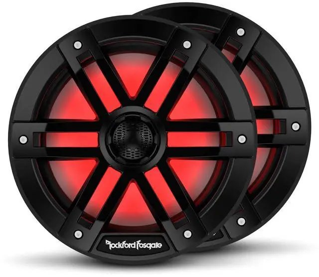 Main image of Rockford Fosgate M1-8B Color Optix 8 2-Way Coaxial Multicolor LED Lighted Marine Speakers - Black (Pair)