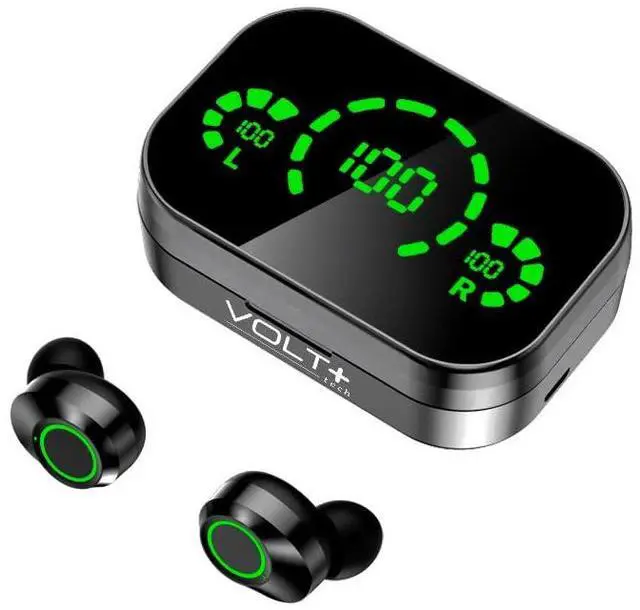 Alt view image 2 of 5 - Volt Plus TECH Wireless V5.3 LED Pro Earbuds Compatible with Your Garmin Rino 755t IPX3 Bluetooth Water & Sweatproof/Noise Reduction & Quad Mic(Black)