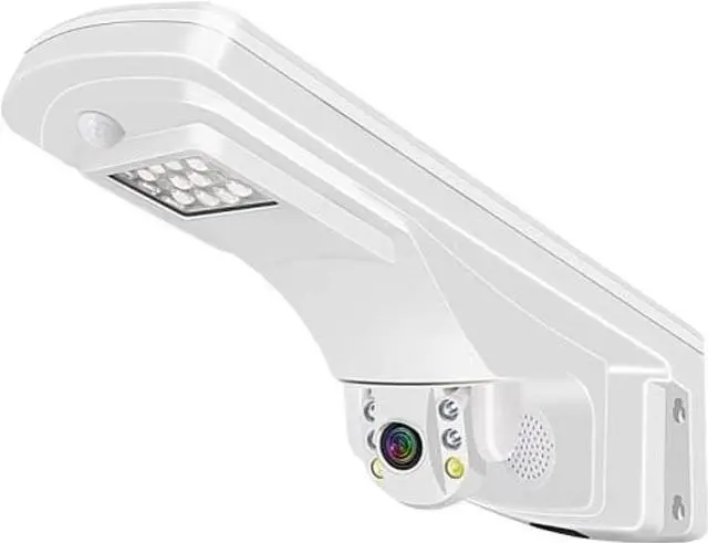 Main image of PTZ WiFi/Hardwire Security Camera w/ LED Street Light,1080p,2.4G Wi-Fi, Street Lamp, IP66 Waterproof, Motion Tracking, Alarm, Color/Smart/IR Night Vision, PC/Mobile Viewing, 2way Audio, White