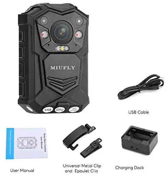 Alt view image 5 of 5 - MIUFLY 1296P FHD Body Camera Indoor and Outdoor Use with 2 Inch Display, GPS, Night Vision (64GB)