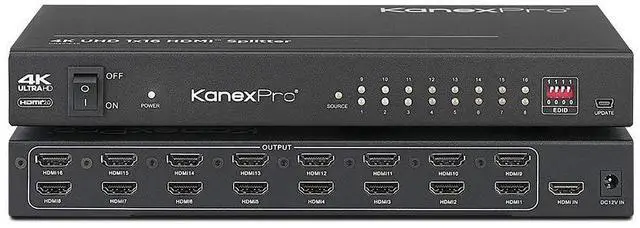 Main image of Kanex Pro HDSP164K 4K HDMI 16-Port Distribution Amplifier Black