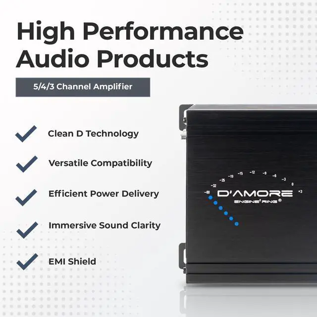 Alt view image 3 of 5 - DAmore Engineering - 5 Channel Car Audio Amplifier, 660 Watt Amp Car Audio with 2 Ohms Stable, Clean D Amplifier Technology & MOSFET Power Supply (E660.5)