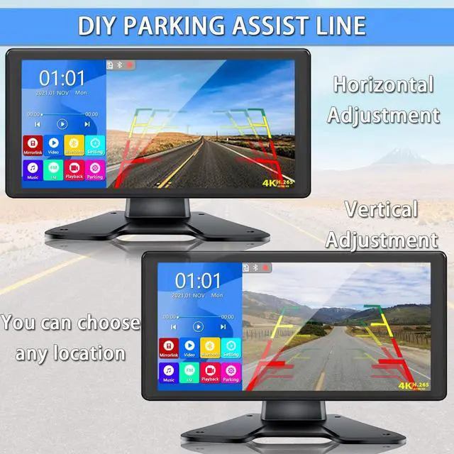 Alt view image 5 of 5 - RV Backup Camera System with 10.36 4K Monitor for RV Truck Bus Trailer with 4 Rear/Side View 1080P HD Cameras 4 Splits Touch Screen DVR Recording IP69 Waterproof Bluetooth Music Video Avoid Blind