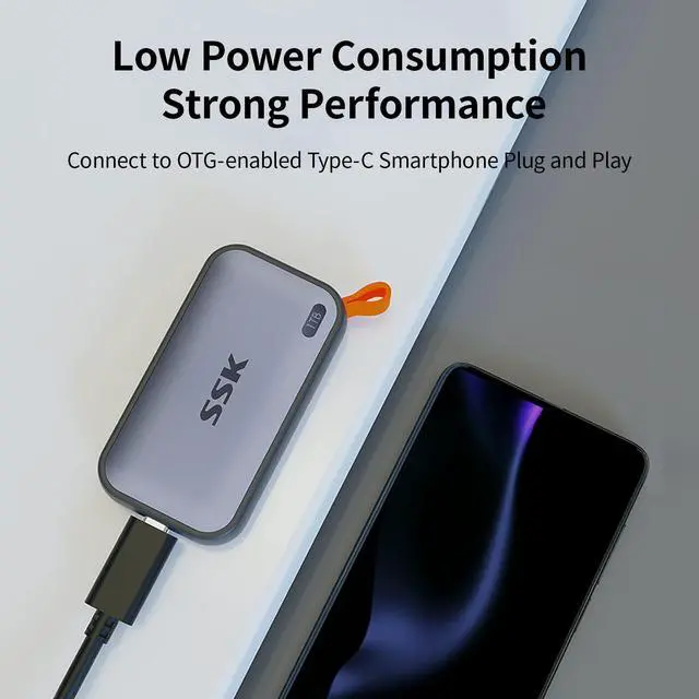 Alt view image 3 of 5 - SSK Portable SSD 1TB External Solid State Drives, up to 1050MB/s USB C SSD External Hard Drive USB 3.2 Gen2 for iPhone 15/Pro, Windows, Mac, Android Phones and Tablets